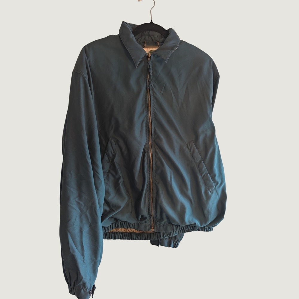 Weatherproof Garment Co Mens Blue Green Bomber Jacket Size M Lined VTG Nylon